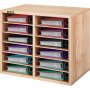 VEVOR 12 Compartments Wood Literature Organizer, Adjustable Shelves, Medium Density Fiberboard Mail Center, Office Home School Storage for Files, Documents, Papers, Magazines, Burlywood