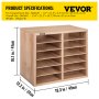 VEVOR Wood Literature Organizer, 12 Compartments, Adjustable Shelves, Medium Density Fiberboard Mail Center, Office Home School Storage for Files, Documents, Papers, Magazines, Burlywood