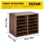 VEVOR Wood Literature Organizer, 12 Compartments, Adjustable Shelves, Medium Density Fiberboard Mail Center, Office Home School Storage for Files, Documents, Papers, Magazines