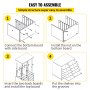 easy assembly guide for VEVOR literature organizer, showcasing steps to connect, install, and insert boards.