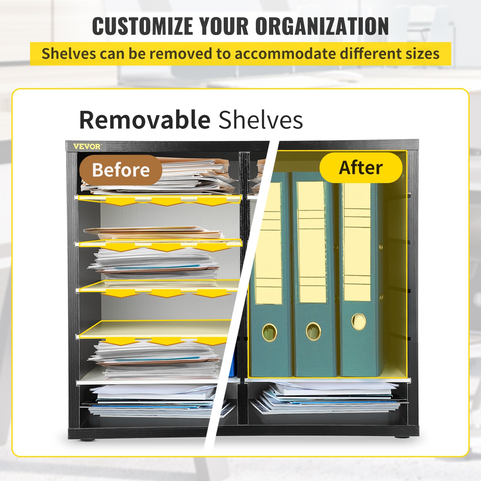 VEVOR Wood Literature Organizer, 12 Compartments, Adjustable Shelves, Medium Density Fiberboard Mail Center, Office Home Storage for Files, Documents, Papers, Magazines, 49 x 31 x 41 cm