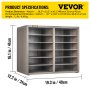 VEVOR Wood Literature Organizer, 12 Compartments, Adjustable Shelves, Medium Density Fiberboard Mail Center, Office Home School Storage for Files, Documents, Papers, Magazines, Grey