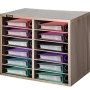 VEVOR Wood Literature Organizer, 12 Compartments, Adjustable Shelves, Medium Density Fiberboard Mail Center, Office Home School Storage for Files, Documents, Papers, Magazines, Grey