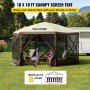 VEVOR Gazebo Screen Telt, 10 x 10 fot, 6-sidig pop-up campinghytte telt med nettingvinduer, bærbar bæreveske, bakkestaker, store skyggetelt for utendørs camping, plen og bakgård