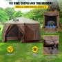 VEVOR camping gazebo with wind cloths, two windows, and private space in a green forest setting.