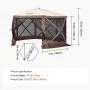 VEVOR Gazebo Screen Tent, 12 x 12 ft, 6 Sided Pop-up Camping Canopy Shelter Tent with Mesh Windows, Portable Carry Bag, Ground Stakes, Large Shade Tents for Outdoor Camping, Lawn and Backyard