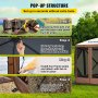 VEVOR Pop-up Camping Gazebo Camping Canopy Shelter 6-sidet 12' x 12' solskærm