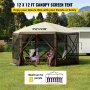 VEVOR Pop-up Camping Gazebo Camping Canopy Shelter 6-sidet 12' x 12' solskærm