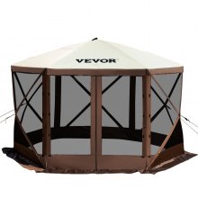 VEVOR Pop-up Camping Gazebo Camping Canopy Shelter 6 Sided 12' x 12' Sun Shade