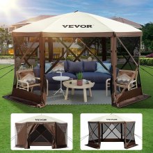 VEVOR Camping Gazebo Tent 12 ft. x 12 ft. 6 Sized Pop-Up Canopy Screen Shelter