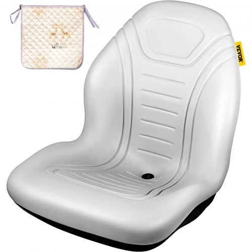 VEVOR Universal Tractor Seat Replacement, Compact High Back Mower Seat, Grey Vinyl Forklift Seat, Central Drain Hole Skid Steer Seat with Mounting Bolt Patterns of 8" x 11.5" & 11.25" x 11.5"