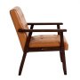 VEVOR Accent Chair, Mid Century Modern Armchair with Solid Wood Frame and Non-Slip Legs, Upholstered Leisure Chair with PU Leather and Soft Cushion, for Living Room, Bedroom, Office