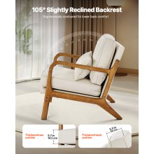 Mid-Century Modern Accent Chair Linen Fabric Armchair with 5.7 in Cushion