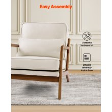 Mid-Century Modern Accent Chair Linen Fabric Armchair with 5.7 in Cushion