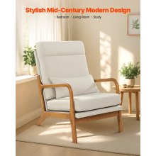 Mid-Century Modern Accent Chair Linen Fabric Armchair with 5.3 in Cushion