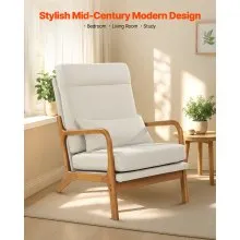 Mid-Century Modern Accent Chair Linen Fabric Armchair with 5.3 in Cushion