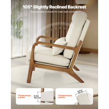 Mid-Century Modern Accent Chair Linen Fabric Armchair with 5.3 in Cushion