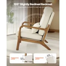 Mid-Century Modern Accent Chair Linen Fabric Armchair with 5.3 in Cushion