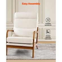 Mid-Century Modern Accent Chair Linen Fabric Armchair with 5.3 in Cushion