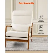 Mid-Century Modern Accent Chair Linen Fabric Armchair with 5.3 in Cushion