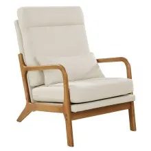 Mid-Century Modern Accent Chair Linen Fabric Armchair with 5.3 in Cushion