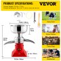 VEVOR Milk Cream Centrifugal Separator, 100L/h Output, 304 Stainless Steel Cream Separator with 5L Milk Bowl Capacity, 10500RPM Rotating Speed, Milk Skimmer for Fresh Milk Goat Milk Cream, Red