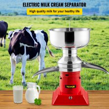 VEVOR Milk Cream Centrifugal Separator, 100L/h Output, 304 Stainless Steel Cream Separator with 5L Milk Bowl Capacity, 10500RPM Rotating Speed, Milk Skimmer for Fresh Milk Goat Milk Cream, Red