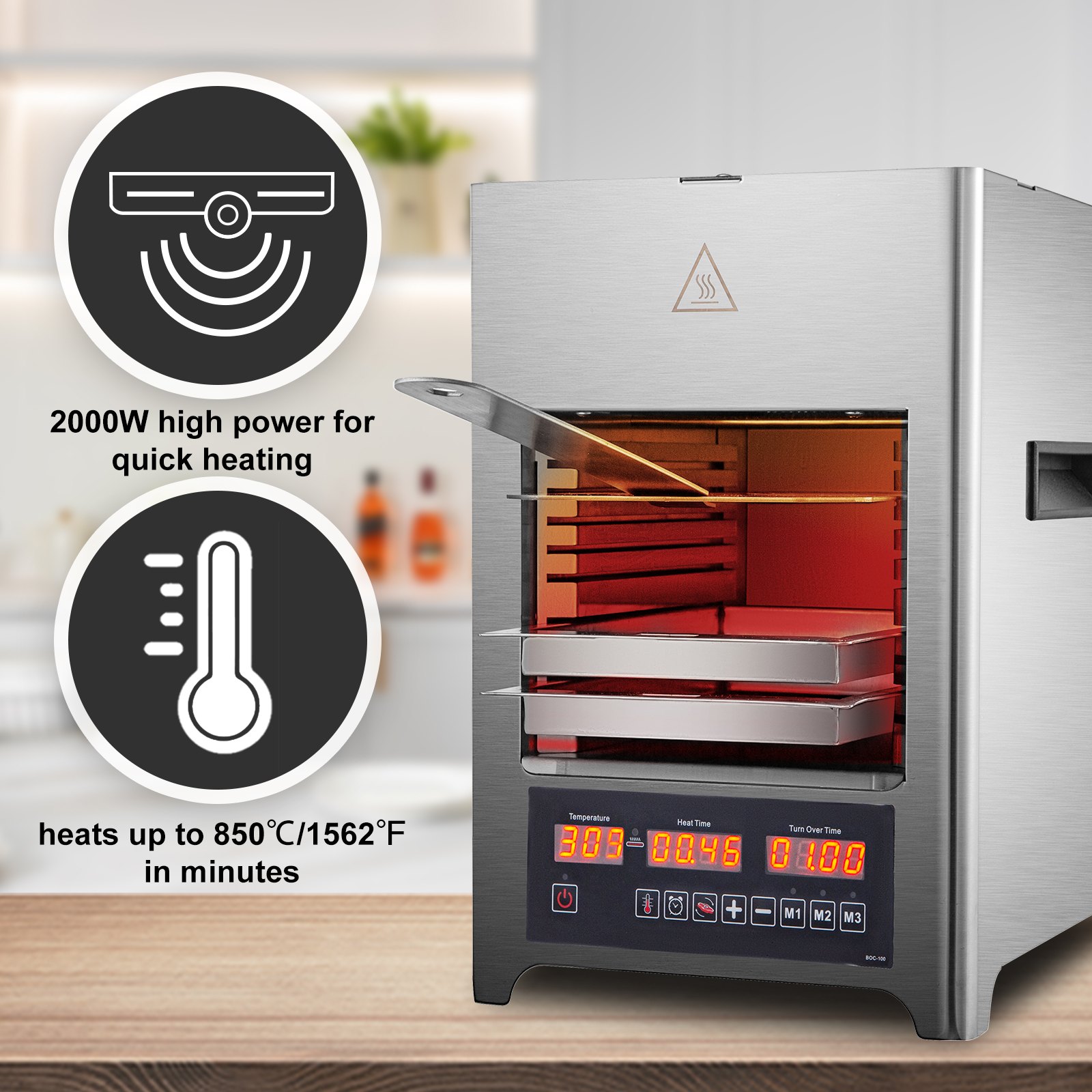 VEVOR Steak Broiler Infrared Steak Grill Broiler with 3 Trays Electric Broiler