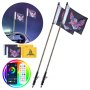 VEVOR LED Whip Light 2PCS 3FT RGB Antenna Light with Flag Remote App ATV UTV RZR