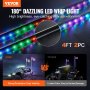 VEVOR LED Whip Light 2PCS 4FT RGB Antenna Light with Flag Remote App ATV UTV RZR