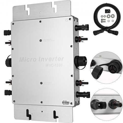VEVOR 1200W MPPT Waterproof Solar Grid Tie Inverter DC to AC 110V Micro Inverter (1200W 110V)