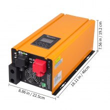 Invertor de putere cu undă sinusoidală pură de joasă frecvență VEVOR 3000 W, 12 V, cu 230 V, 3 Kw, vârf nominal, 9 Kw și încărcător de curent alternativ, afișaj LCD