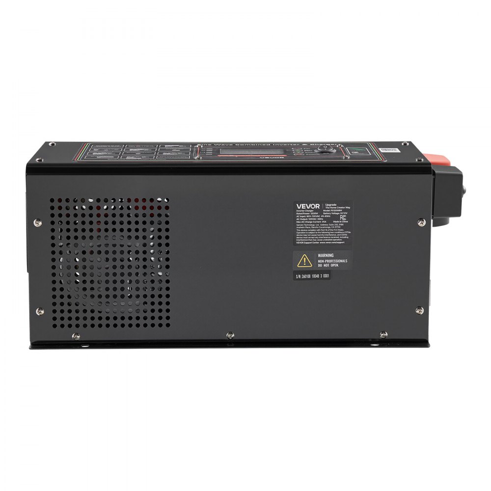 VEVOR Pure Sine Wave Inverter Charger, 1200W, DC 12V to AC 120V Power Inverter with LCD Display, Remote Control, Low Frequency, for RV Camper Home, Compatible with 12V LiFePO4 Lithium Batteries