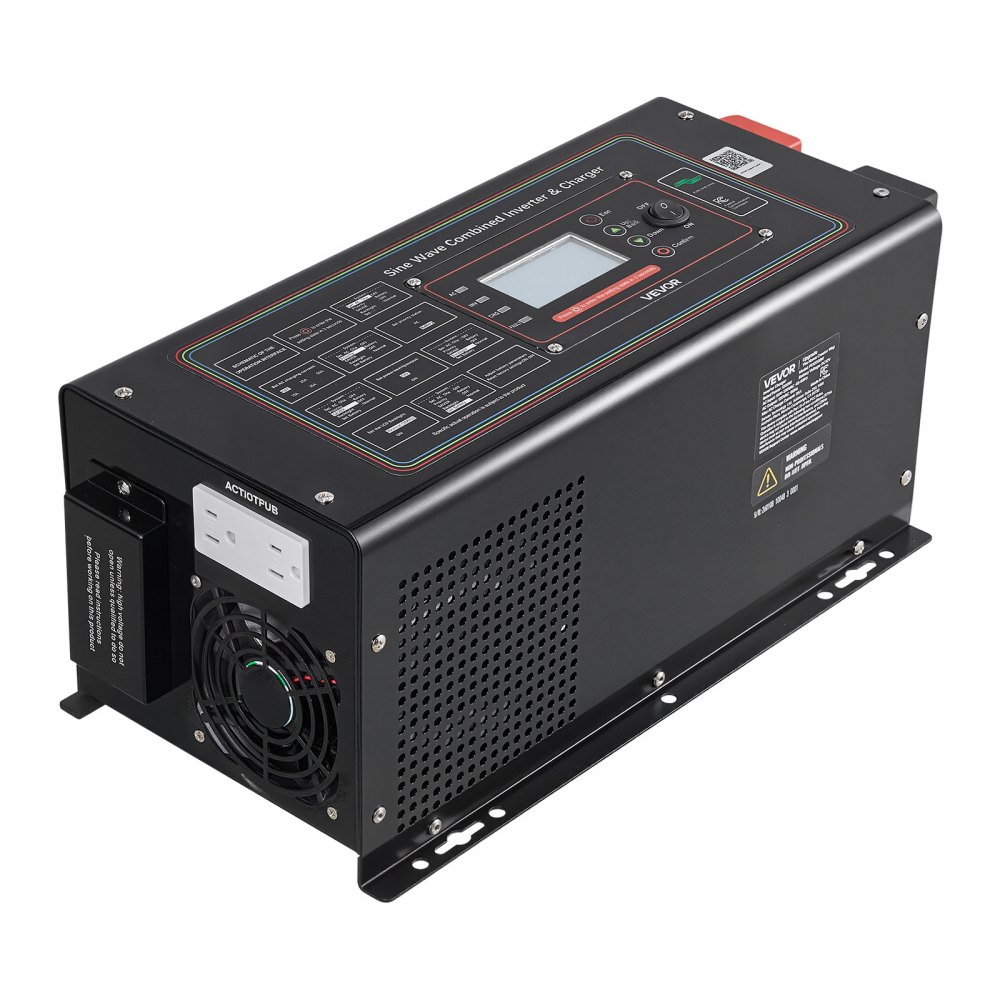 VEVOR Pure Sine Wave Inverter Charger, 1200W, DC 12V to AC 120V Power Inverter with LCD Display, Remote Control, Low Frequency, for RV Camper Home, Compatible with 12V LiFePO4 Lithium Batteries