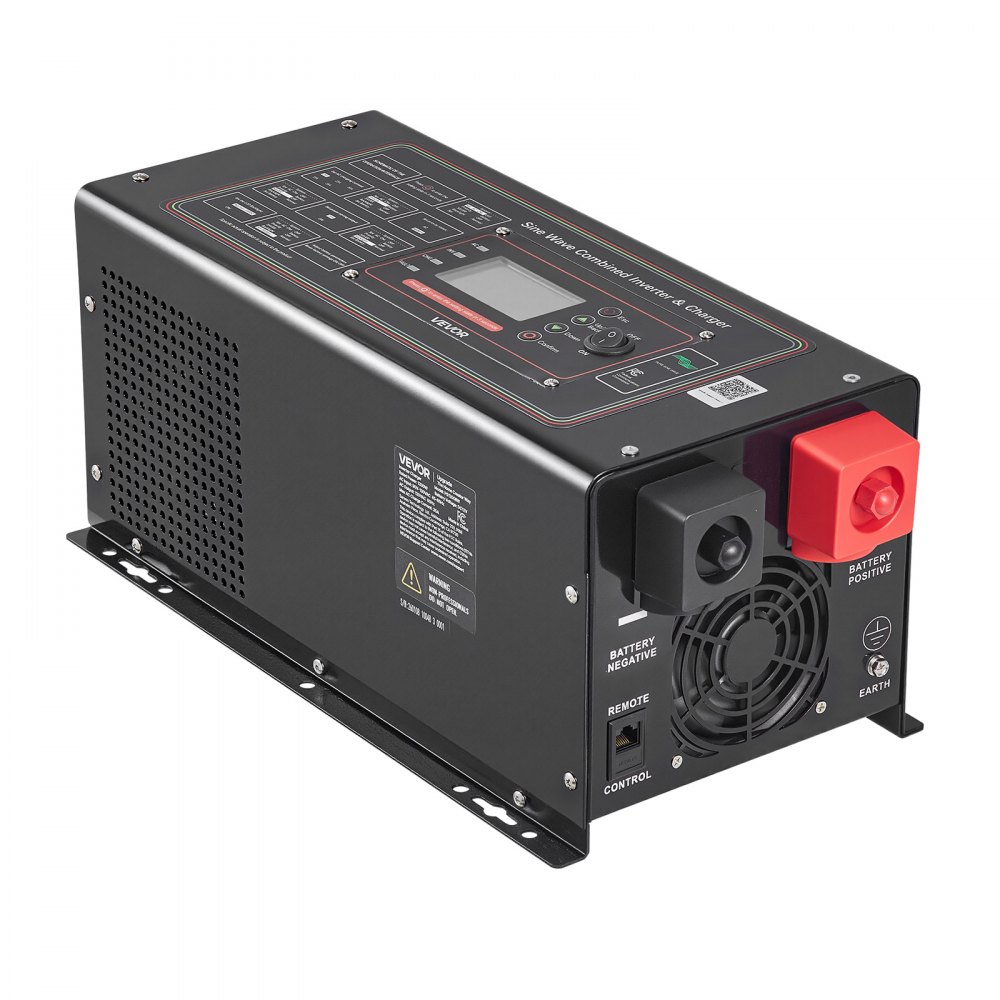 VEVOR Pure Sine Wave Inverter Charger, 1200W, DC 12V to AC 120V Power Inverter with LCD Display, Remote Control, Low Frequency, for RV Camper Home, Compatible with 12V LiFePO4 Lithium Batteries