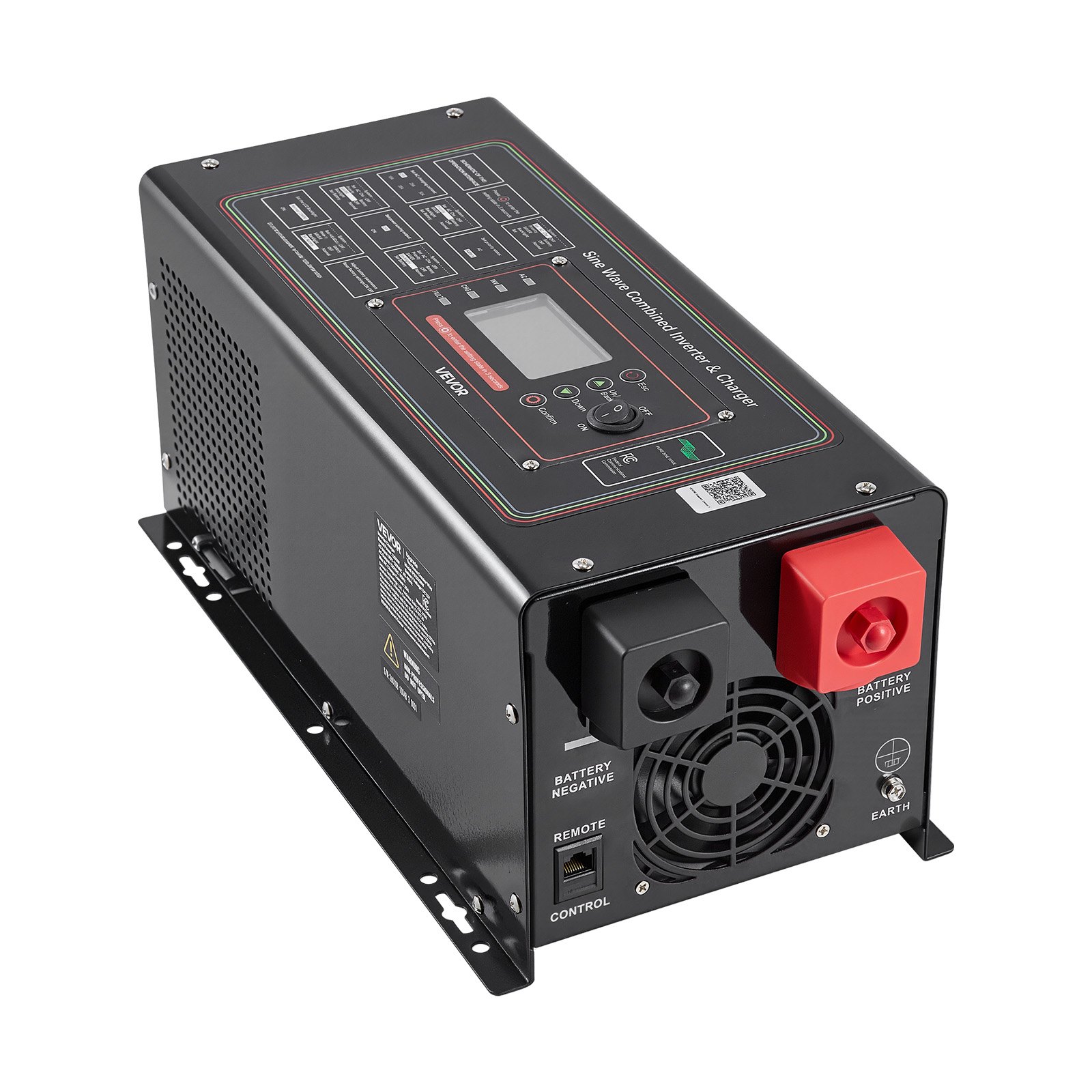 VEVOR Pure Sine Wave Inverter Charger, 1200W, DC 12V to AC 120V Power Inverter with LCD Display, Remote Control, Low Frequency, for RV Camper Home, Compatible with 12V LiFePO4 Lithium Batteries