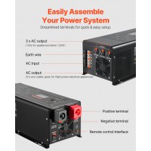 2000W Pure Sine Wave Inverter Charger DC 12V to AC 120V Power Inverter