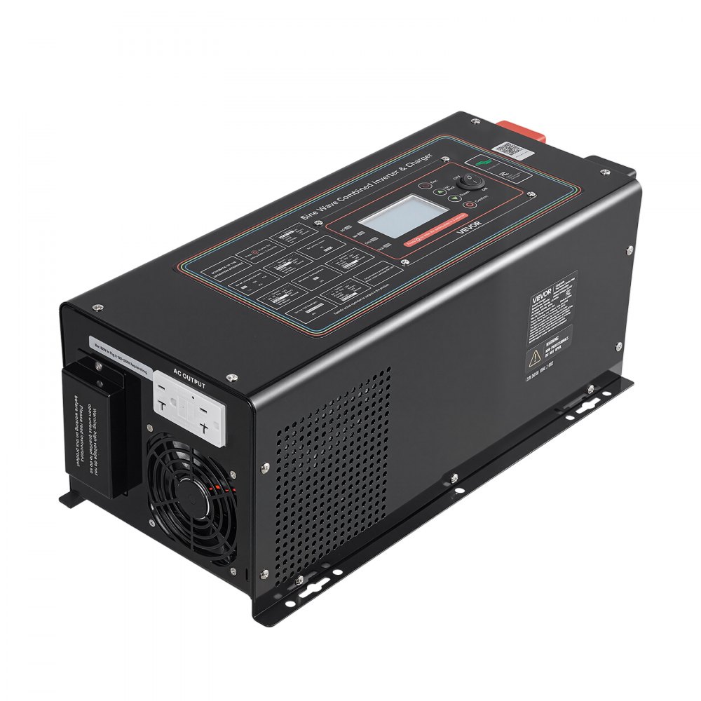 VEVOR Pure Sine Wave Inverter Charger, 2000W, DC 12V to AC 120V Power Inverter with LCD Display, Remote Control, Low Frequency, GFCI, for RV Camper Home, Compatible with 12V LiFePO4 Lithium Batteries