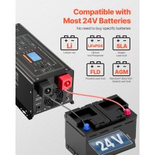 3000W Pure Sine Wave Inverter Charger DC 24V to AC 120V Power Inverter