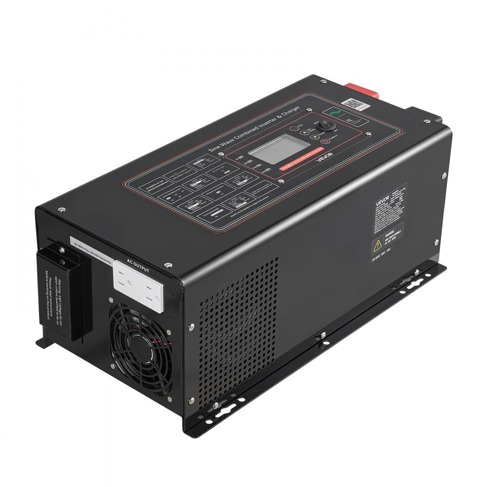 VEVOR Pure Sine Wave Inverter Charger, 3000W, DC 12V to AC 120V Power Inverter with LCD Display, Remote Control, Low Frequency, for RV Camper Home, Compatible with 12V LiFePO4 and Lithium Batteries