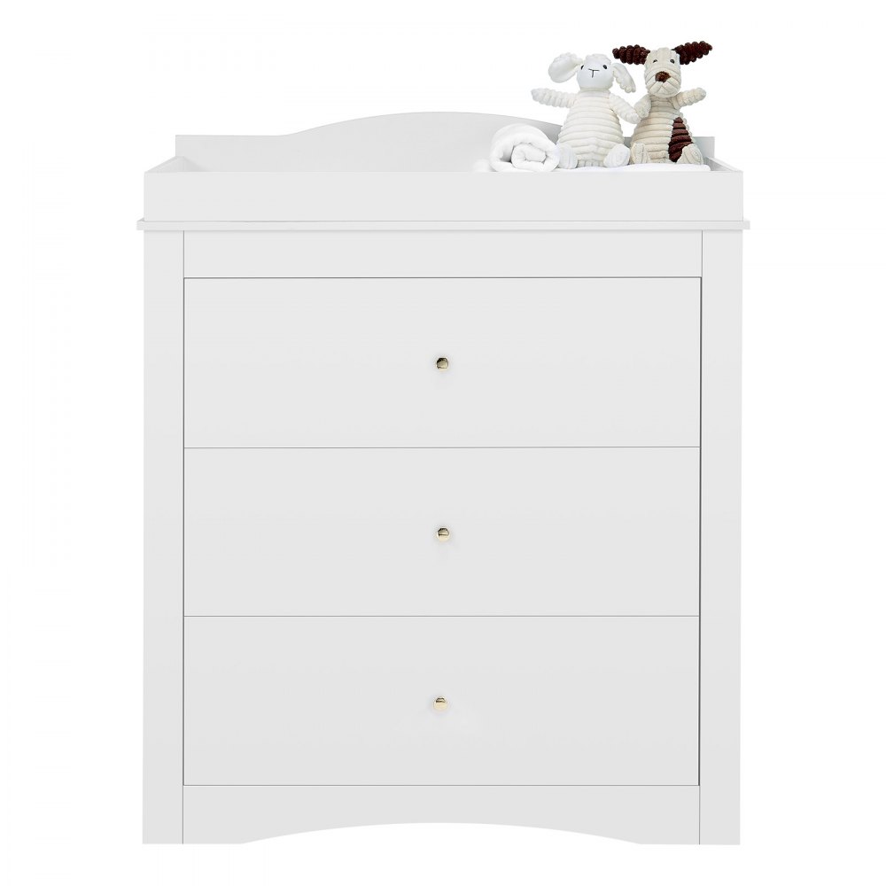 VEVOR Changing Table Dresser, Baby Diaper Change Station with 3 Drawers, Multi-Functional Modern Changing Table Dresser with Storage Organizer Nursery for Children's Room, White