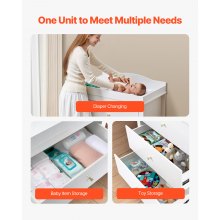 Changing Table Dresser Baby Diaper Change Station with 3 Drawers White