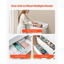 Changing Table Dresser Baby Diaper Change Station with 3 Drawers White