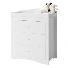 Changing Table Dresser Baby Diaper Change Station with 3 Drawers White