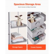 Baby Changing Table Portable Diaper Change Station with 3 Drawers & Wheels