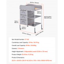 Baby Changing Table Portable Diaper Change Station with 3 Drawers & Wheels