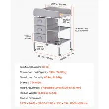 VEVOR Baby Changing Table Portable Diaper Change Station with 3 Drawers & Wheels