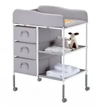 VEVOR Baby Changing Table Portable Diaper Change Station with 3 Drawers & Wheels