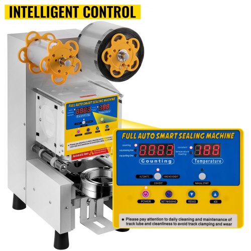 VEVOR Automatic Cup Sealing Machine 90/95 mm Cup Diameter Boba Cup Sealer 450W Bubble Tea Cup Sealer Machine 1-20 cm Cup Height Boba Tea Cup Sealing Machine 400-600cup/h Bubble Tea Sealing Machine