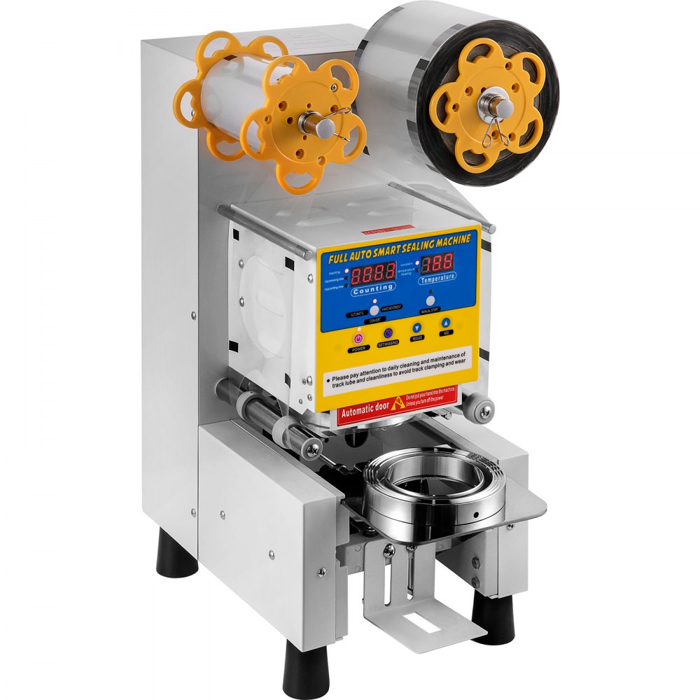 VEVOR Automatic Cup Sealing Machine 90/95 mm Cup Diameter 1-20 cm Cup Height Boba Cup Sealer 450W Bubble Tea Cup Sealer 400-600cup/h Coffee Milk Tea Sealer for Plastic Cups of PP, PET, and Paper Cups
